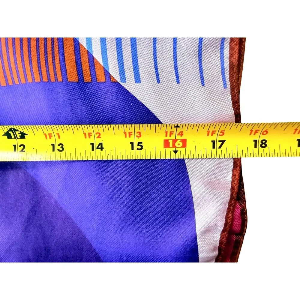 Vintage Echo 1980s Silk Geometric Color Block Abstract Scarf Purple Pink 35 x 35